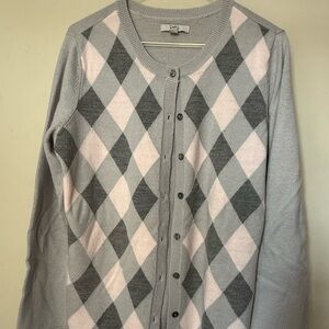 Croft & Barrow Pink and Gray Sweater